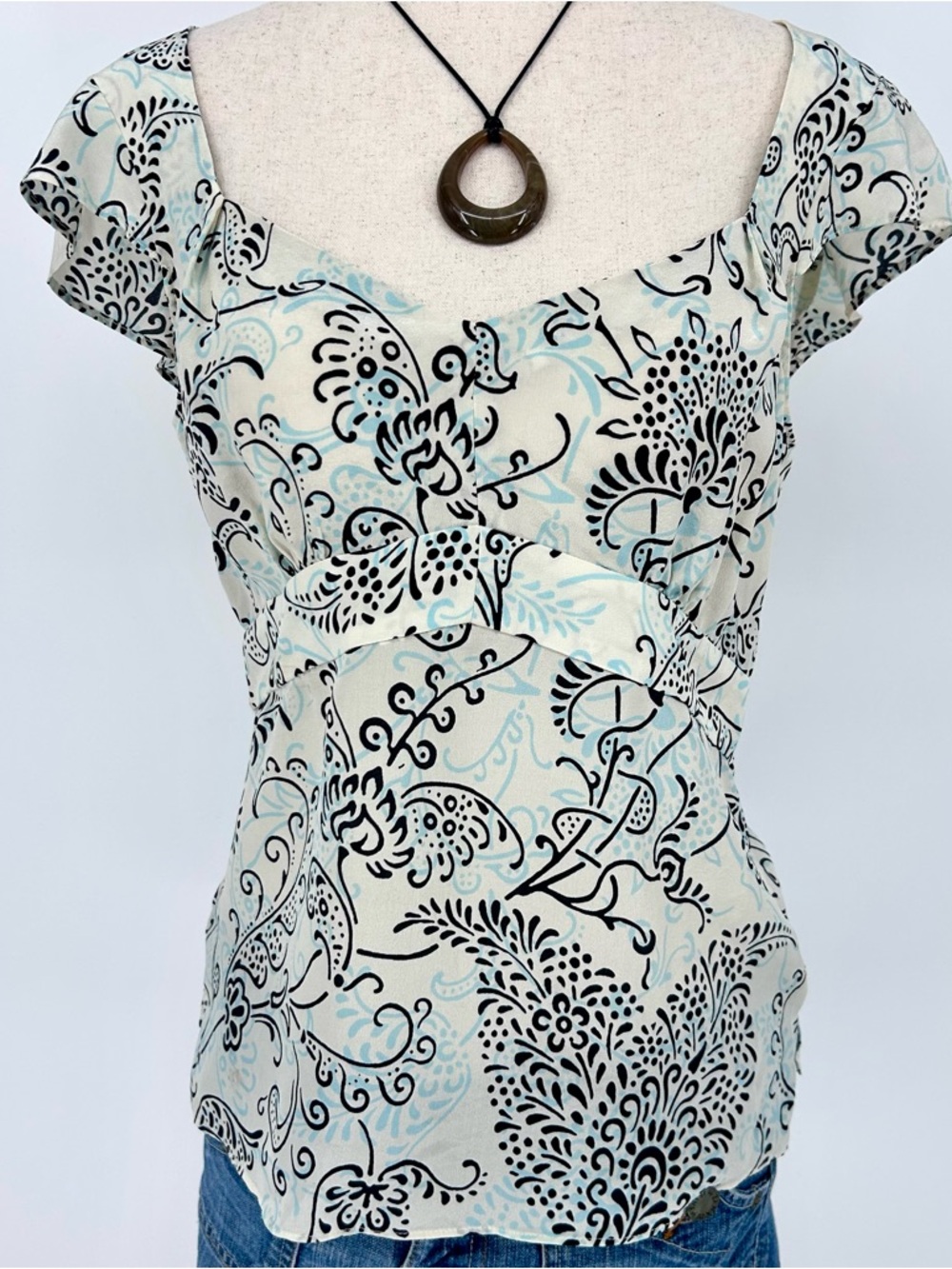 Kenneth Cole Silk Fairy Boho Top Y2K Coquette Princess Office Siren - Picture 2 of 7